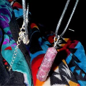 Lepidolite natural crystals double terminated hand wrapped reiki charged